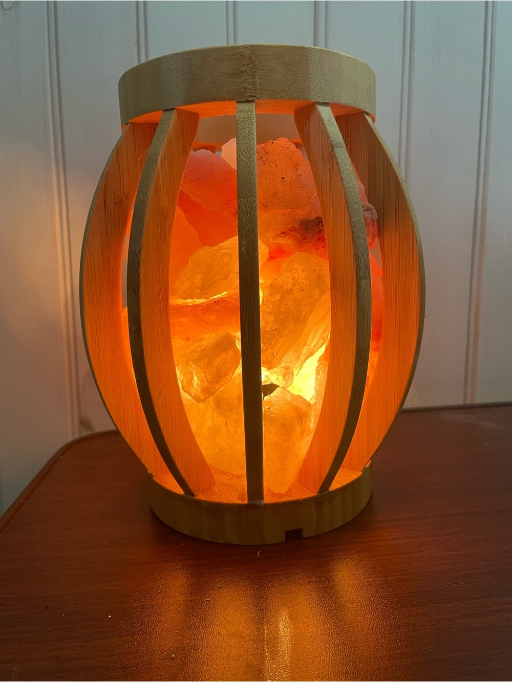 Bamboo Cage Himalayan Salt Lamp - Amber Glow